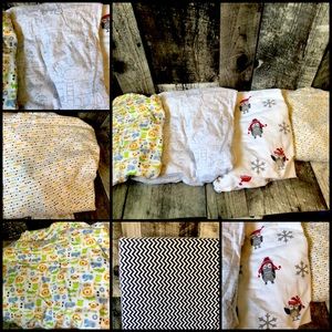 Five Fitted Baby Crib Sheets (flannel and cotton)